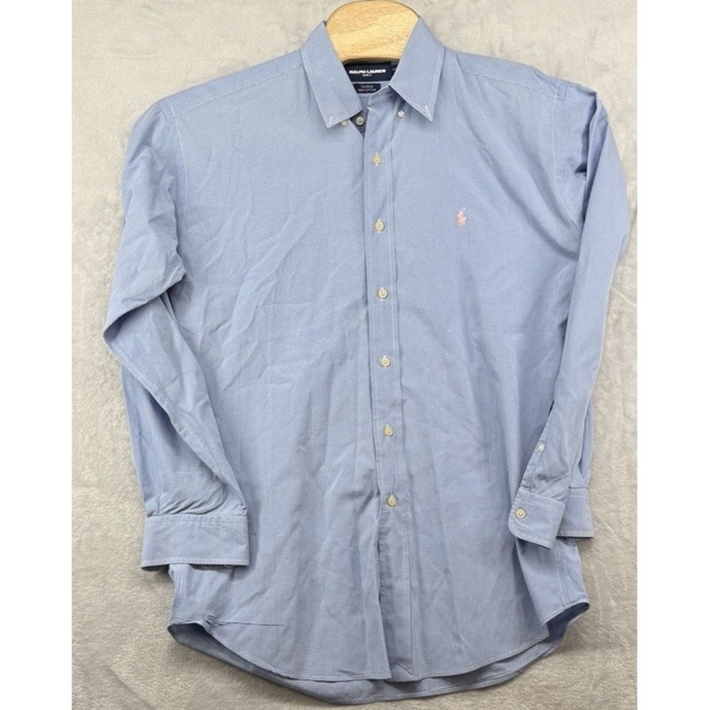 Ralph Lauren Golf‎ Tilden Blue Check Cotton Button Down Dress Shirt Men's Size L